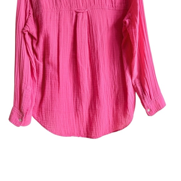 Rails Ellis Shirt XS Hibiscus Pink Button Down Top Gauze Cotton - Picture 13 of 15